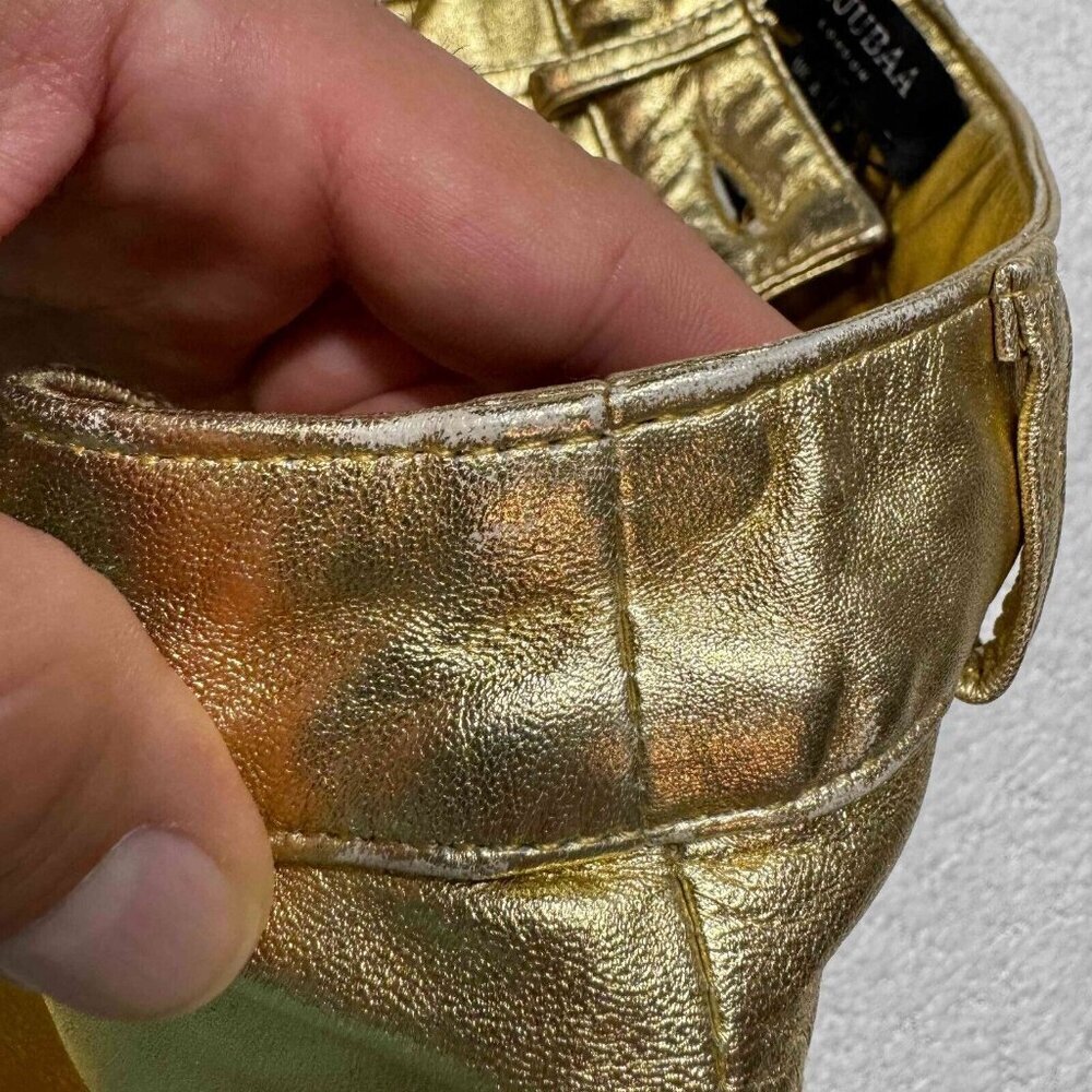 Muubaa London Amy Straight Sheep Leather Jeans 5-Pocket Gold Metallic Size‎ US 0 - Picture 7 of 15